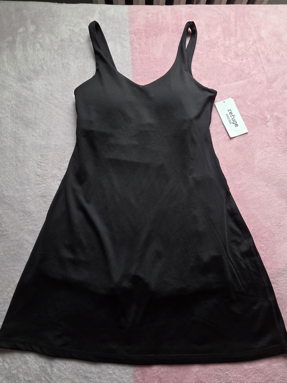 refuge Black Satin V-Neck Slip Athletics Dress Size S